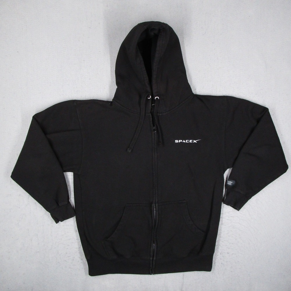SpaceX NASA Crew Demo-2 Full Zip Hoodie Mens Large Black Falcon 9 Dragon Capsule